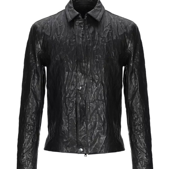 John Varvatos crinkled leather jacket size46 USA36 - Picture 3 of 10